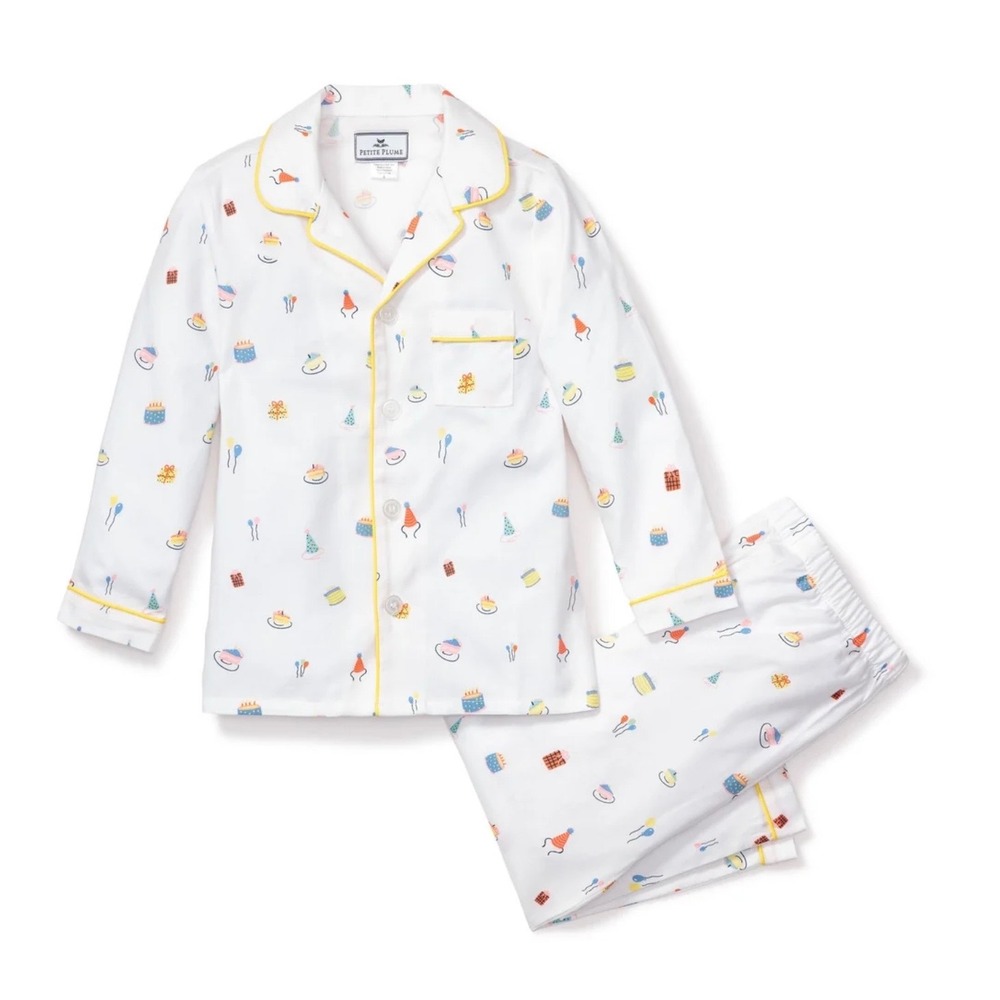 Petite Plume Birthday Wishes Pajama Set White Cotton Blend 6-12M SPJBW0612